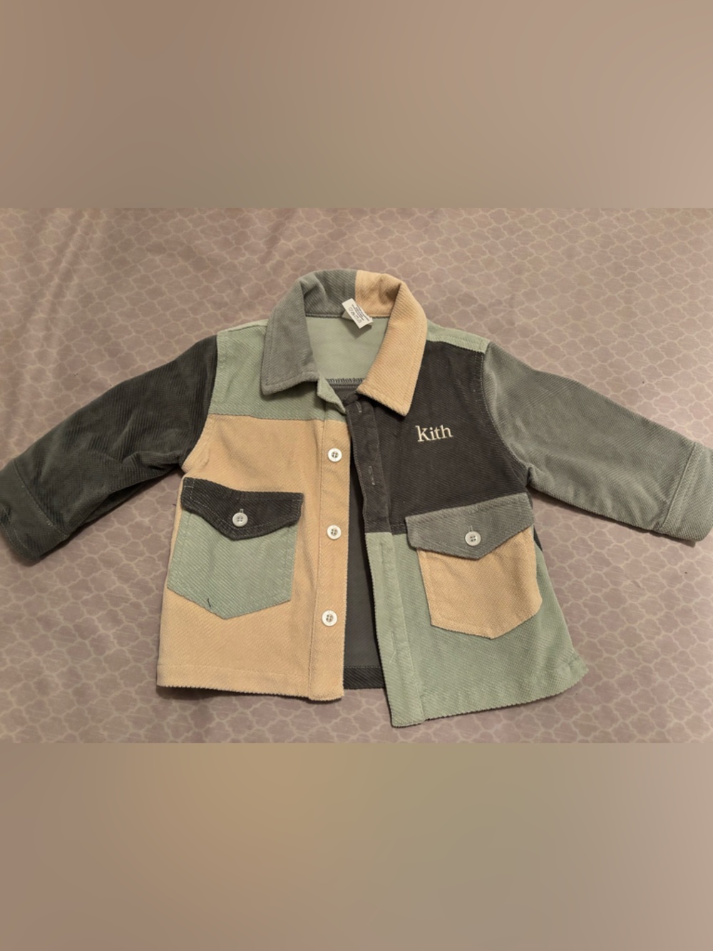 Kith Colorblock Corduroy Jacket in Sage, Olive & Beige - Picture 2 of 2